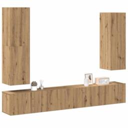 Berkfield Home Classic 4 Piece TV Cabinet Set Wall-mounted Artisan Oak Engineere in Brown - thumbnail 2