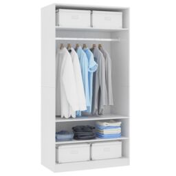Berkfield Home Wardrobe White 100x50x200 cm Engineered Wood - Size: 100 x 50 x 200 cm - thumbnail 4