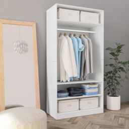 Berkfield Home Wardrobe White 100x50x200 cm Engineered Wood - Size: 100 x 50 x 200 cm - thumbnail 1