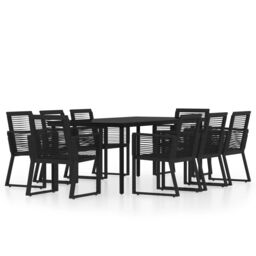 Berkfield Home 9 Piece Garden Dining Set Black - thumbnail 2