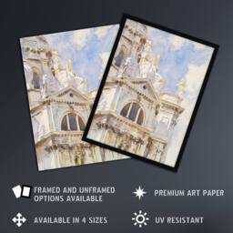 "Artery8 La Salute Church Venice Watercolour Sargent Framed Wall Art Print - Size: W12"" x H16""" - thumbnail 2