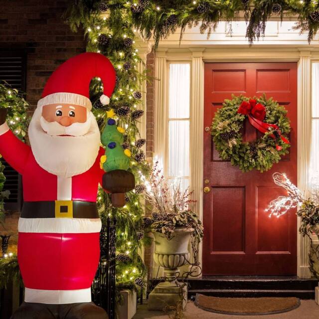 Wyld and Coco Outdoor LED Santa Inflatable Christmas Figure Prelit Red Fabric - image 1
