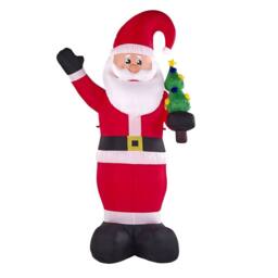 Wyld and Coco Outdoor LED Santa Inflatable Christmas Figure Prelit Red Fabric - thumbnail 3