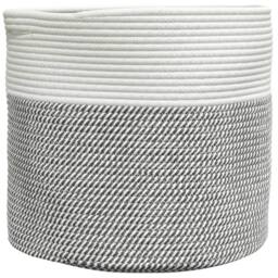 Berkfield Home Storage Basket Grey & White √ò40x35 cm Cotton - Size: 40x35 cm