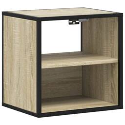 Berkfield Home Durable Wall-mounted Bedside Cabinet Sonoma Oak 40x31x39.5 cm in Light Tan - thumbnail 3