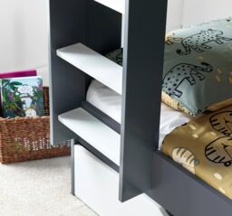 Rest Relax Olive Grey & White Wooden Storage Bunk Bed - Size: Single - thumbnail 5