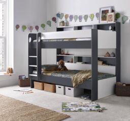 Rest Relax Olive Grey & White Wooden Storage Bunk Bed - Size: Single - thumbnail 2