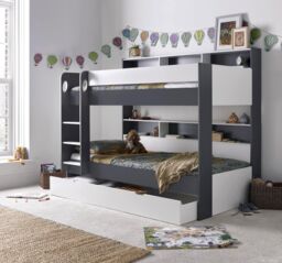 Rest Relax Olive Grey & White Wooden Storage Bunk Bed - Size: Single - thumbnail 3