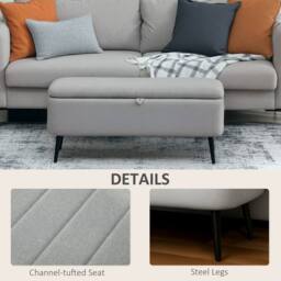 STILVORA Storage Ottoman with Steel Legs in Grey - thumbnail 8