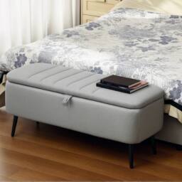 STILVORA Storage Ottoman with Steel Legs in Grey - thumbnail 3