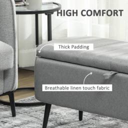 STILVORA Storage Ottoman with Steel Legs in Grey - thumbnail 7
