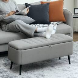 STILVORA Storage Ottoman with Steel Legs in Grey - thumbnail 2