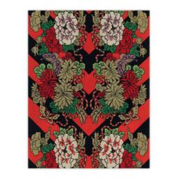"Artery8 Japanese Red Fan Floral Pattern Audsley Vintage Wall Art Print Poster - Size: W12"" x H16""" - thumbnail 1