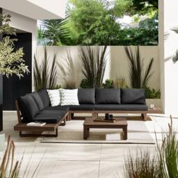 FurnitureboxUK Brisa Solid Wood 8 Seat Outdoor Sofa Set in Walnut - thumbnail 3