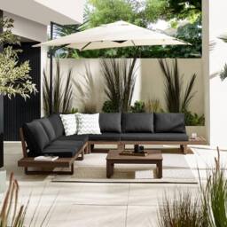 FurnitureboxUK Brisa Solid Wood 8 Seat Outdoor Sofa Set in Walnut - thumbnail 2