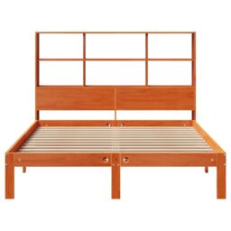 Berkfield Home Bookcase Bed without Mattress Wax Brown 140x200cm Solid Wood Pine - Size: 140x200 cm - thumbnail 4