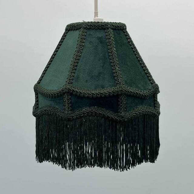 K LIVING Tassle 10 Inch Dark Green Traditional Shade with Tassels - image 1
