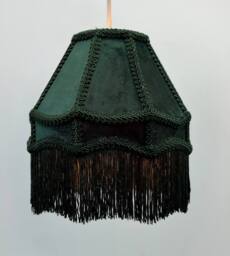 K LIVING Tassle 10 Inch Dark Green Traditional Shade with Tassels - thumbnail 2