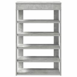 Berkfield Home Shoe Rack Concrete Grey 60x30x98 cm Engineered Wood - Size: 60 x 30 x 98 cm - thumbnail 4