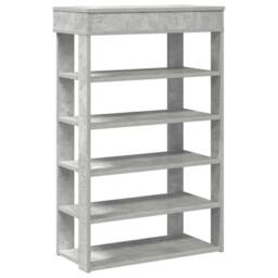 Berkfield Home Shoe Rack Concrete Grey 60x30x98 cm Engineered Wood - Size: 60 x 30 x 98 cm - thumbnail 1