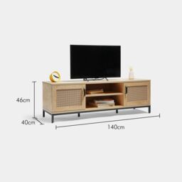 VonHaus Lena Rattan Effect Living Room Storage TV Stand in Brown - thumbnail 9