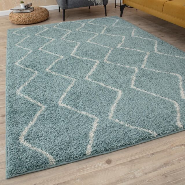 THE RUGS Soft Moroccan High Pile Shaggy Rugs & Runners Duck Egg Blue - Size: 60 cm x 110 cm - image 1