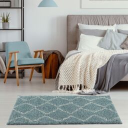 THE RUGS Soft Moroccan High Pile Shaggy Rugs & Runners Duck Egg Blue - Size: 60 cm x 110 cm - thumbnail 7