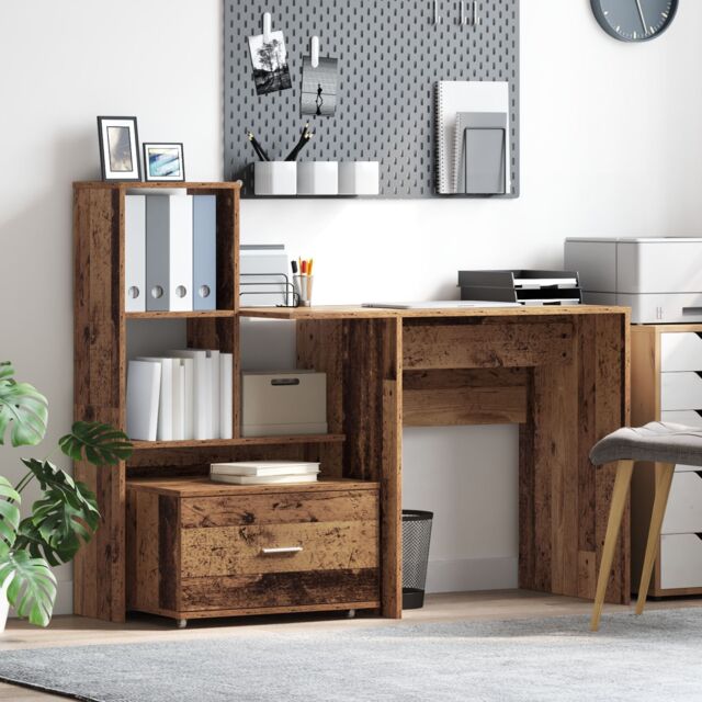 Berkfield Home with Drawer with Shelf with Storage Old wood 131.5 x 50 x 106.5 cm Engineered wood in Brown - image 1