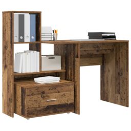 Berkfield Home with Drawer with Shelf with Storage Old wood 131.5 x 50 x 106.5 cm Engineered wood in Brown - thumbnail 3