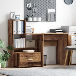 Berkfield Home with Drawer with Shelf with Storage Old wood 131.5 x 50 x 106.5 cm Engineered wood in Brown - thumbnail 1