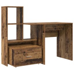 Berkfield Home with Drawer with Shelf with Storage Old wood 131.5 x 50 x 106.5 cm Engineered wood in Brown - thumbnail 2