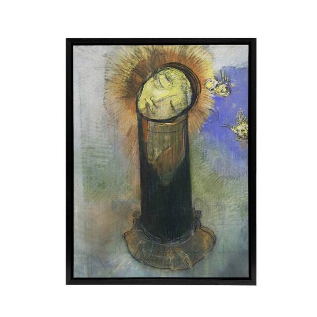"Artery8 Head of John the Baptist on Pillar Redon Framed Canvas Wall Art - Size: W12"" x H16""" - image 1