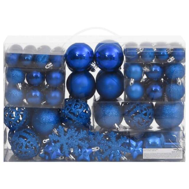 Berkfield Home 111 Piece Christmas Bauble Set Blue Polystyrene - image 1