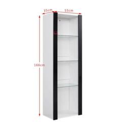 FORGEVIO White Matt Black High Gloss Display Cabinet RGB LED 3 Glass Shelves - thumbnail 2