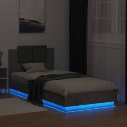 Berkfield Home Bed Frame with LED without Mattress Concrete Grey 100x200 cm - thumbnail 4