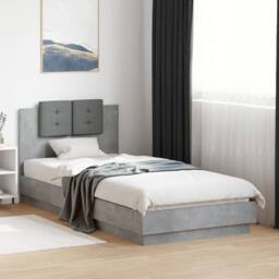 Berkfield Home Bed Frame with LED without Mattress Concrete Grey 100x200 cm - thumbnail 2