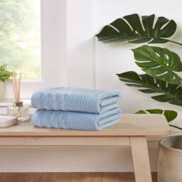 Rapport Home Linear Pure Cotton Face, Hand, Bath Towel & Bath Sheet Set in Blue