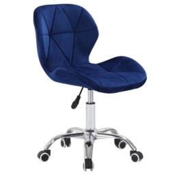 SPETLEK Cushioned Velvet Desk Office Chair Chrome with Legs Lift in Blue - Size: 0.6m2