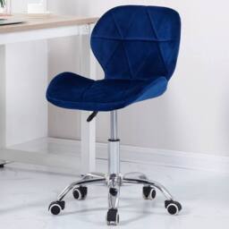 SPETLEK Cushioned Velvet Desk Office Chair Chrome with Legs Lift in Blue - Size: 0.6m2 - thumbnail 2
