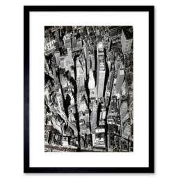 "Artery8 Black White Aerial View Manhattan New York City Framed Wall Art Print in Grey - Size: W12"" x H16""" - thumbnail 1