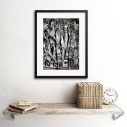 "Artery8 Black White Aerial View Manhattan New York City Framed Wall Art Print in Grey - Size: W12"" x H16""" - thumbnail 2