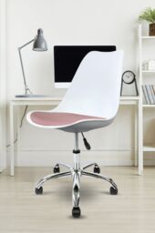 Fusion Living Soho Plastic Dining Chair with Swivel Base in Dusty Pink
