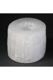 KDMD Selenite Candle Holder - 8cm Translucent Crystal Decor for Home in White - thumbnail 1