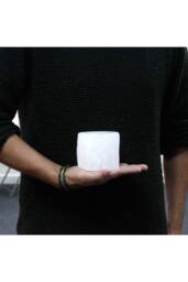 KDMD Selenite Candle Holder - 8cm Translucent Crystal Decor for Home in White - thumbnail 5