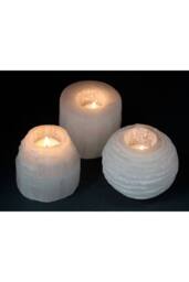 KDMD Selenite Candle Holder - 8cm Translucent Crystal Decor for Home in White - thumbnail 4