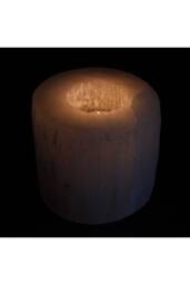 KDMD Selenite Candle Holder - 8cm Translucent Crystal Decor for Home in White - thumbnail 3