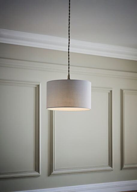 ValueLights Reni Pale Grey Fabric Easy Fit Drum Ceiling Lamp Shade - Size: Small - image 1