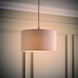 ValueLights Reni Pale Grey Fabric Easy Fit Drum Ceiling Lamp Shade - Size: Small - thumbnail 3