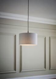 ValueLights Reni Pale Grey Fabric Easy Fit Drum Ceiling Lamp Shade - Size: Small