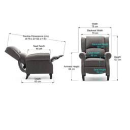 More4Homes Charlotte Modern Fabric Pushback Recliner Sofa Accent Chair in Grey - thumbnail 7